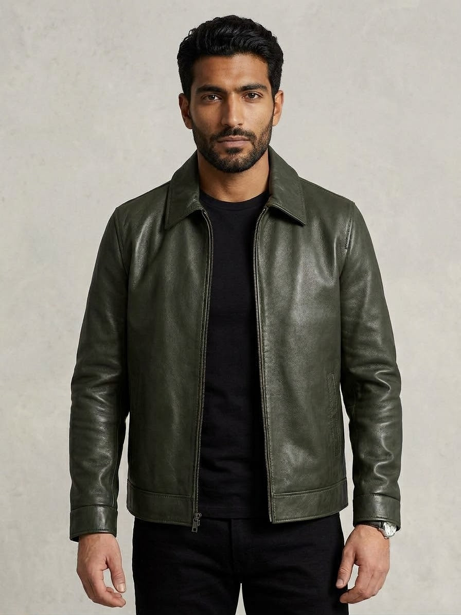 Olive Leather Jacket 318