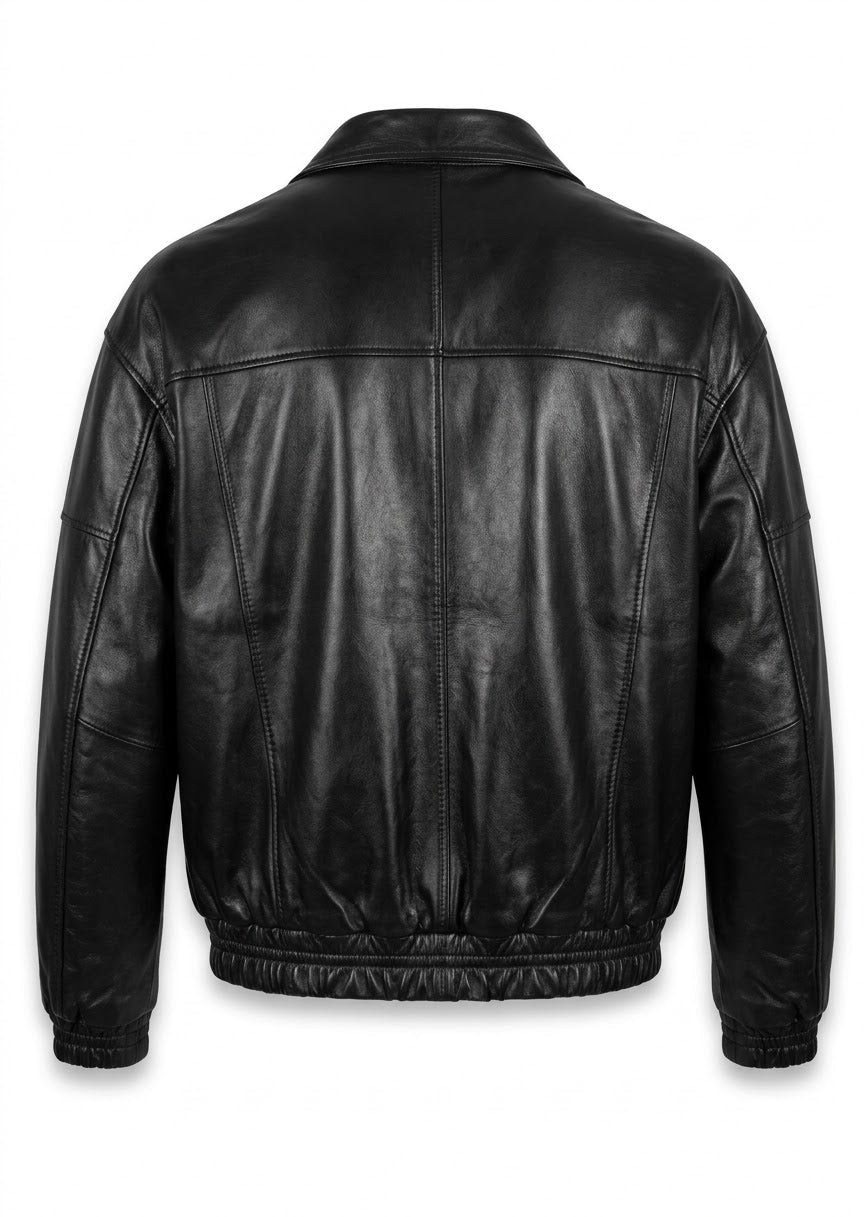 Oversized Black Leather Jacket