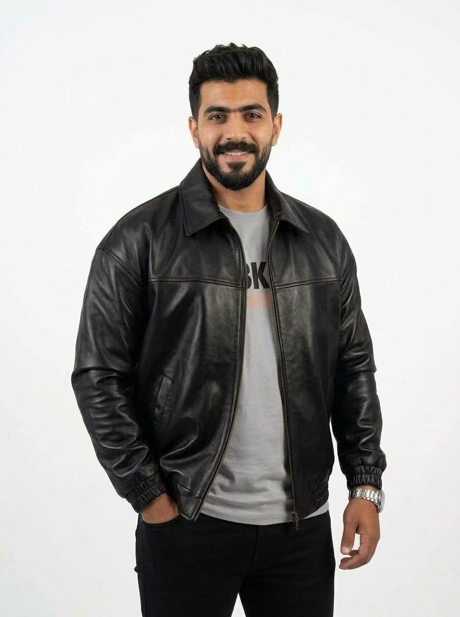 Oversized Black Leather Jacket